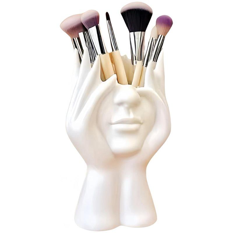 Makeup Brush Holder Pencil Holder Human Art, Desktop Mounted Makeup Brush Storage Box, Decorative Resin