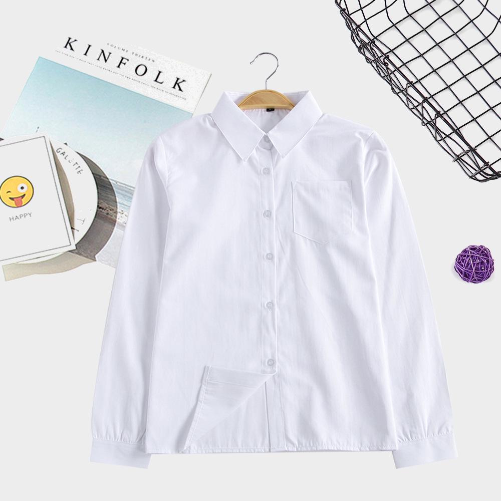 Japanisches JK-Schuluniform-Langarmhemd, weiß, mit spitzem und eckigem Kragen, blickdicht