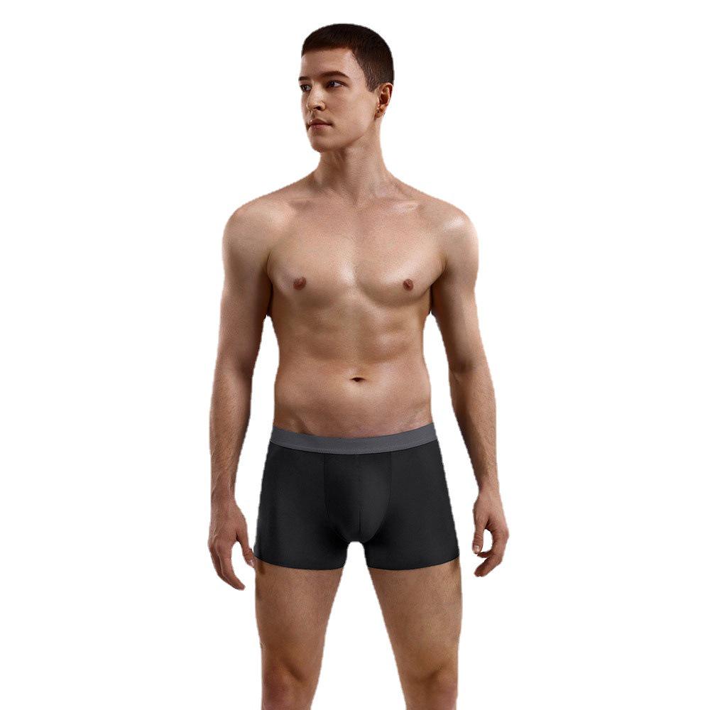 Men's Antibacterial Ice Silk Seamless Breathable Boxers with Cotton Crotch
