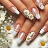 24Pcs Flowers Press On Nail False Nail Designs Floral False Nail Stick On Nail for Women Nail Manicure Decoration