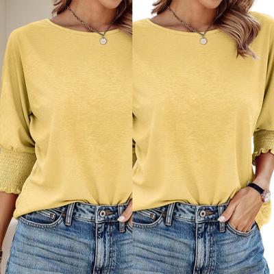 Womens Tops 3/4 Length Sleeve Blouses Fashion Casual Spring Summers Outfits Loose Fit T Shirt Going Out Tops Gifts