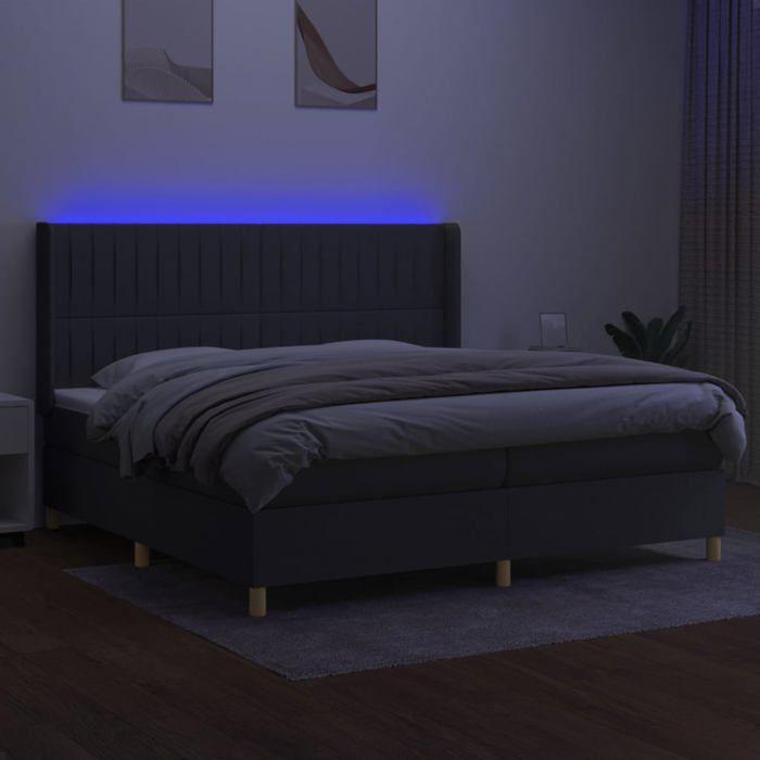 VidaXL Sommier à Lattes de Lit avec Matelas et LED, Lit Rembourré avec Tête de Lit, Lit Double, Lit Adulte de Chambre, 3139062