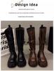 Small Over-the-Knee Height-Increasing Retro Boots with Buckle, Versatile for Autumn, In Stock