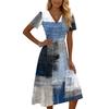 Women’s Casual Vintage Floral Print Short Sleeve V Neck Midi Dress with Relaxed Fit Lightweight Fabric