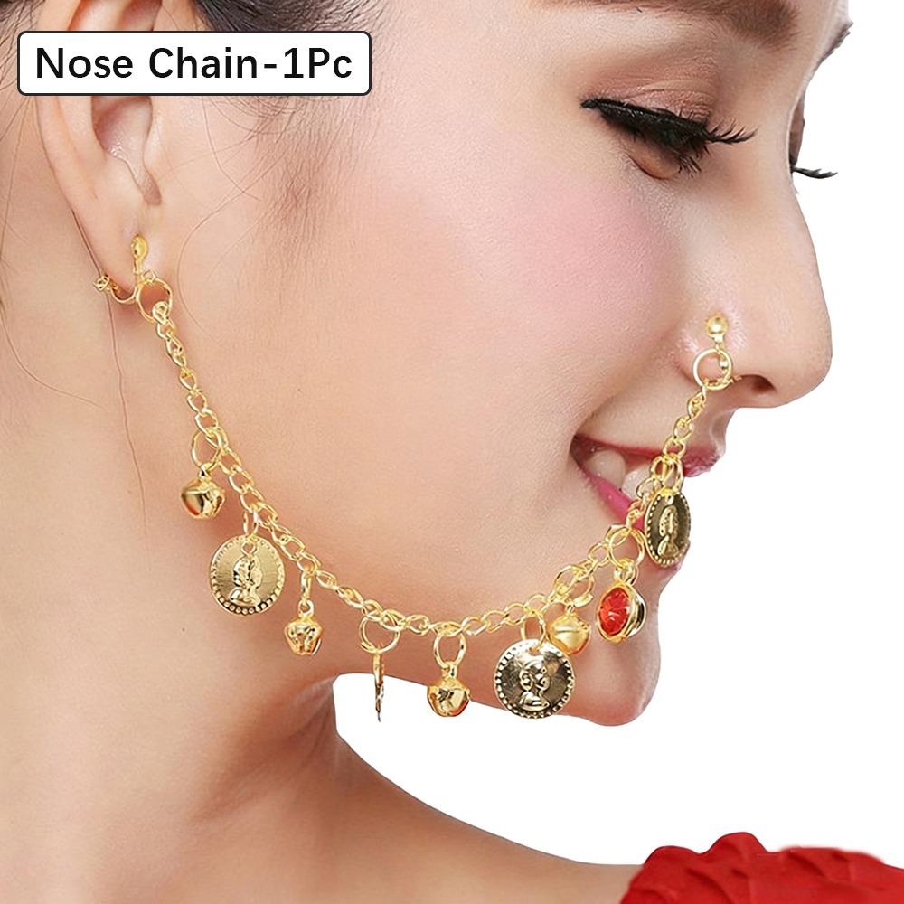 Sequins Trim Sequins Head Chain Bohemian Style Belly Dance Headdress  Indian Dance Costumes Nose Chain