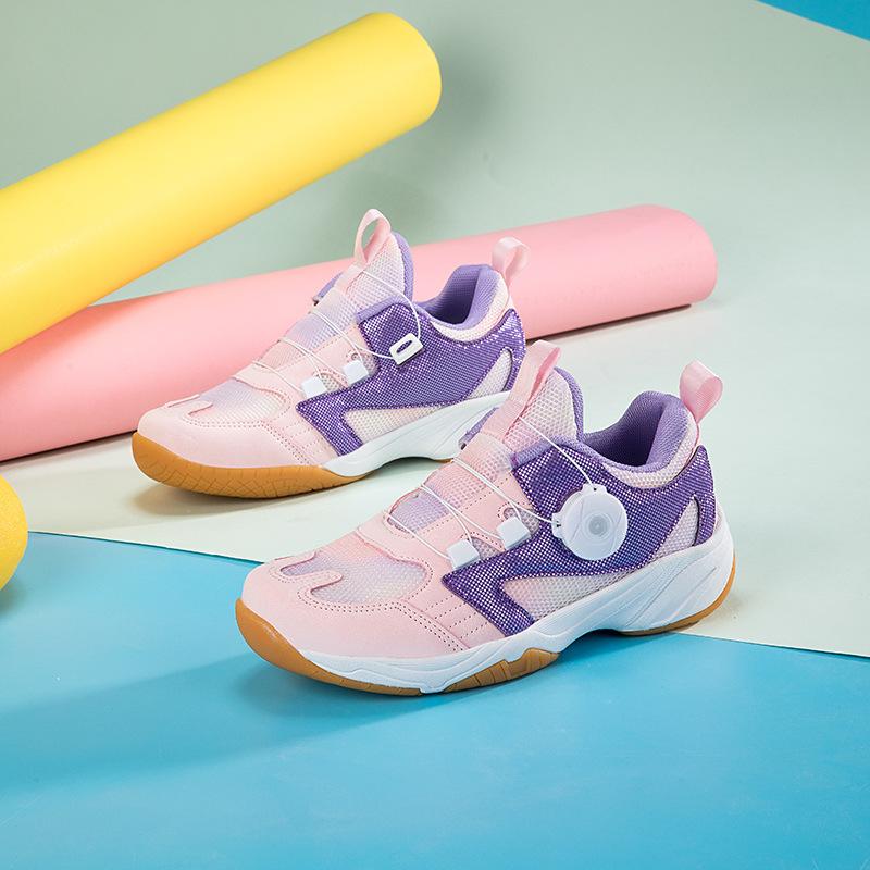 Real carbon board professional badminton shoes magic buckle children's non-slip mesh classmates breathable sports shoes boys and girls