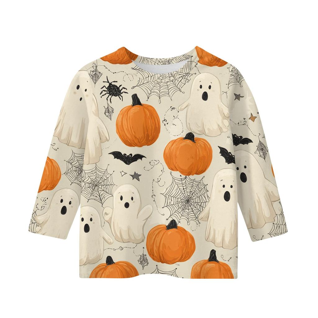 Print Tops For Youth Girls 5-16 Years Round Neck 3/4 Sleeves T-Shirts Trendy Tops Outfit Tees