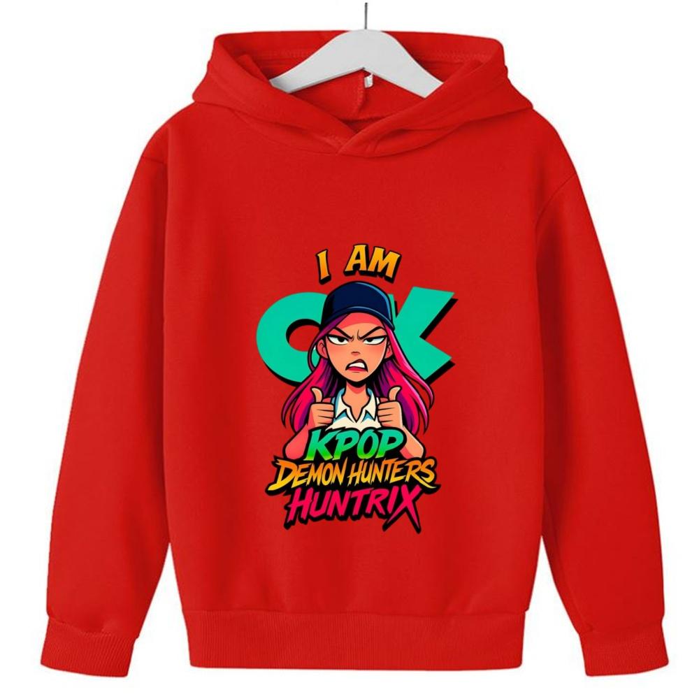 KPop Demon Girls Fashion Casual Sweatshirt Movie New Kids K-Pop Demon Hunters Hooded Tops Toddler Girl Clothes Hunters Hoodie