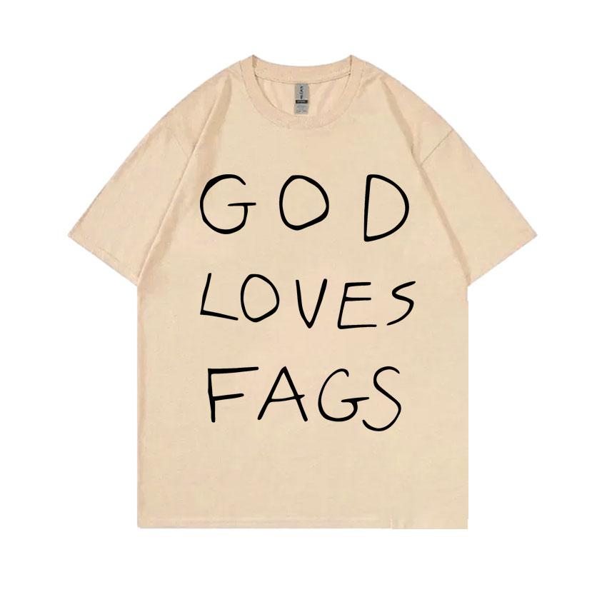 TV Series Shameless Ian Gallagher God Loves Fags Same Style Print T-shirt Men Women Casual Oversized Tshirt Male Cotton T Shirts