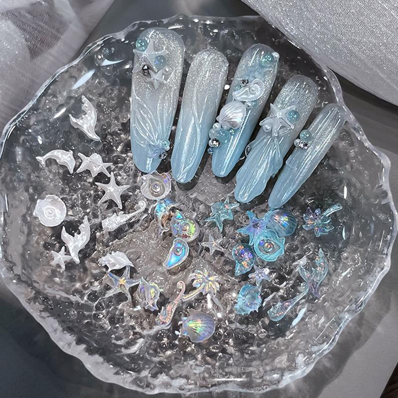 50Pcs Mix Ocean Series Pearl Shell  Starfish Jewelry Flash Nail Art Decorations Nails Accessories Charms Supplies
