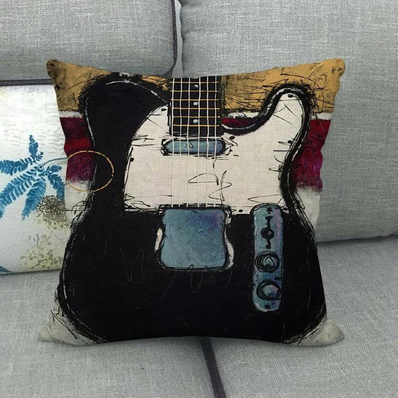 Aquarell Gitarre Saxophon Kissen Schlafzimmerdeko Luxus Zuhause Schön Musikinstrument Kissenbezug