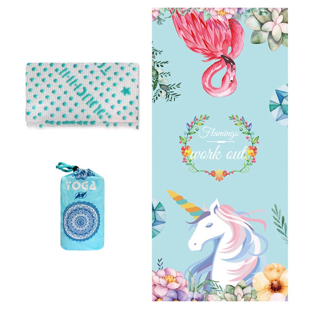Sports Yoga Towel Mat Portable Silicone Non-slip Printing Folding Widened Fitness Shaping Blanket For Hot Yoga Bikram Pilates B dream garden (Large) Non-Slip Silicone#1
