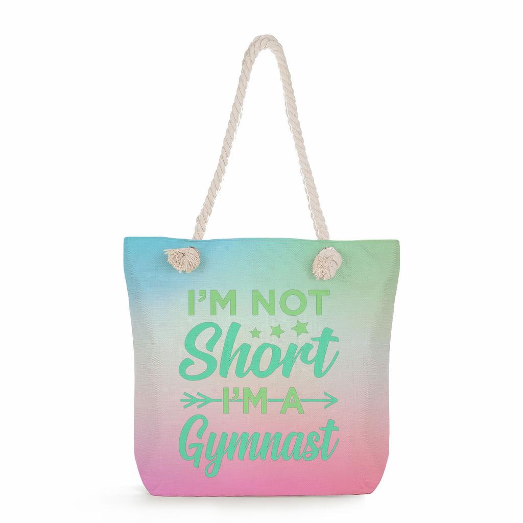 Multifunctional Gymnastics Printed Thick Rope Shoulder Beach Bag Casual Large Capacity Handbag 0244 CLE