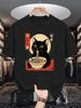 Unisexs Retro Japanese Black Cat RaUnisex Graphic Tee Crew Neck Street Tshirt For Male Cat RaUnisex Anime Lovers Casual Daily Outfit Gift