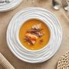Czysty biały ceramiczny wzór fali wodnej gruby talerz na zupę talerz deserowy danie sushi restauracja kuchnia molekularna specjalna zastawa stołowa