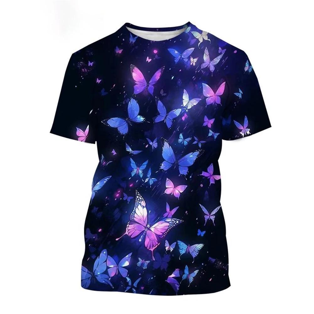 Hot Selling New Color 3D Printed Butterfly Animal T-shirt, Insect Butterfly Printed T-shirt, Men's and Women's Fashionable Casual Top