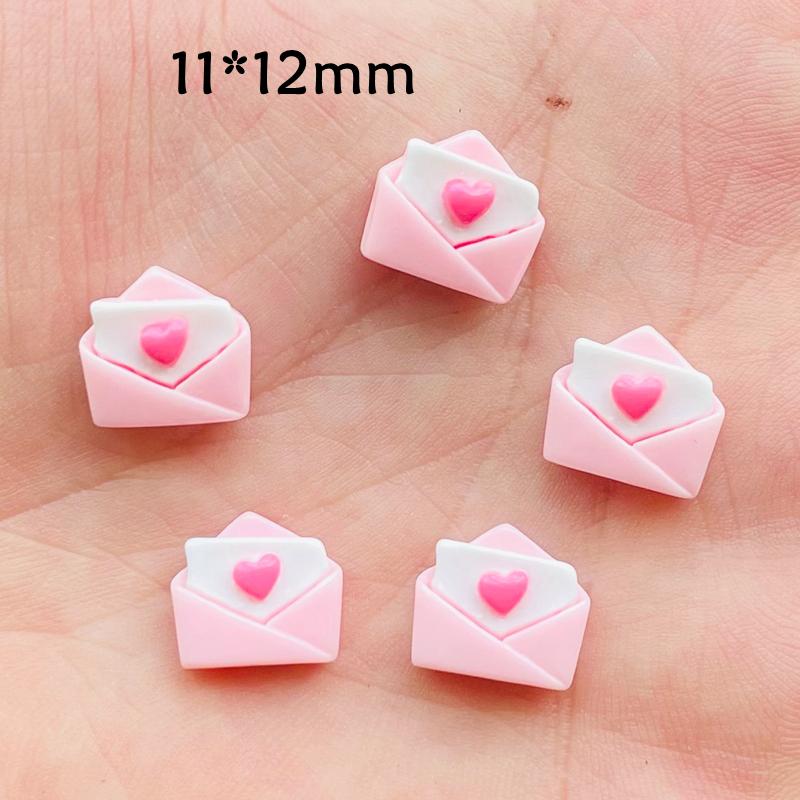 30 Pcs New Cute Resin Mini Pink Envelope Flat Back Stone Figurines Diy Jewelry Wedding Scrapbook Manicure Accessories A57