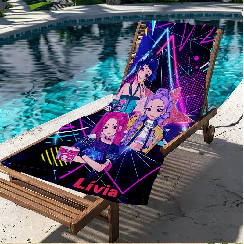 KPop Demon Hunters Print Beach Towel, Versatile Lightweight Absorbent Beach Towel for Pool Surf Yoga Bathroom, Perfect Birthday Holiday Gift