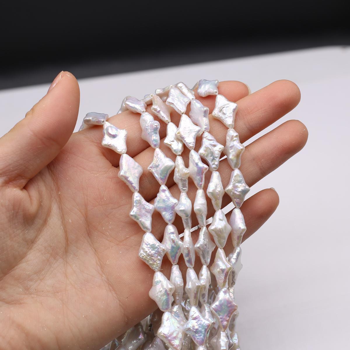 

1String, White Natural Freshwater Pearls, Handmade Rhombus Pearl Beads for Jewelry Making DIY Necklaces, Bracelets Crafts (Beads 10×14mm, Length 36cm) 1String/10×14mm-36cm білий