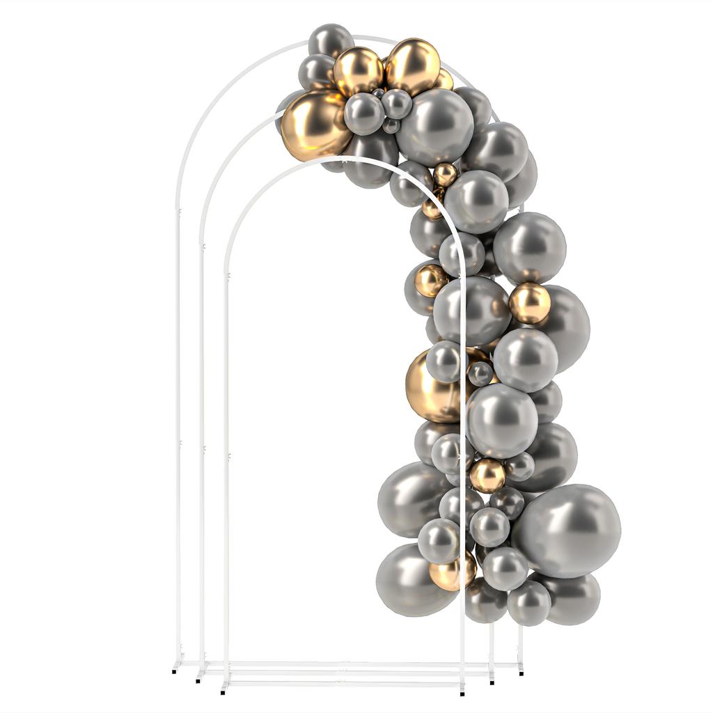 Wedding Arch Frame Set, Metal Balloon Arch Stand Set, Balloon Arch Stand Set for Birthday Party, 2.2, 2, 1.8 m White