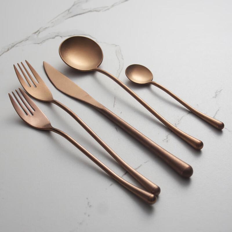 ZISIZ 304 Stainless Steel Rose Gold Dessert Knife Set