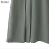 ZANZEA Womens Casual Lapel Collar Solid Color Short Sleeve Elegant  A-line Dress