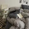 Fashion Solid Color Bed Sheet Style Duvet Cover Set Ab Double-Sided Color Matching Comfortable Sets Washed Cotton Bedding