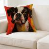 Pillow Case Red And Yellow Boston Terrier Dog Print Decorative Cushion Cover For Home Living Room Sofa Bedroom Window Seat
