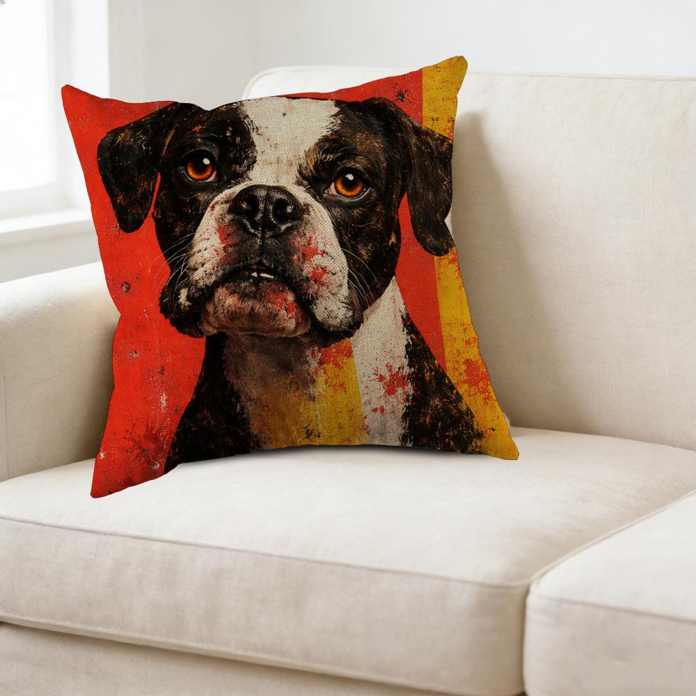 Pillow Case Red And Yellow Boston Terrier Dog Print Decorative Cushion Cover For Home Living Room Sofa Bedroom Window Seat