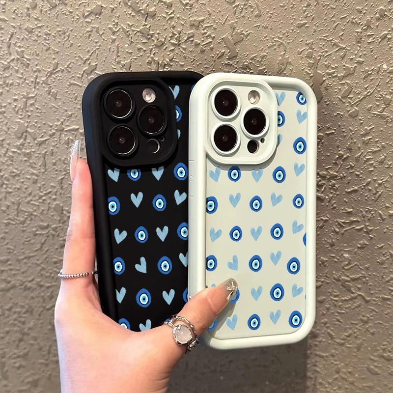 Phone Case Blue Heart-shaped Eyes Pattern For iPhone 17 16 Pro Max 11 13 12 14 15 8 7 Plus XS XR X 16E 17E Shockproof Soft Cover