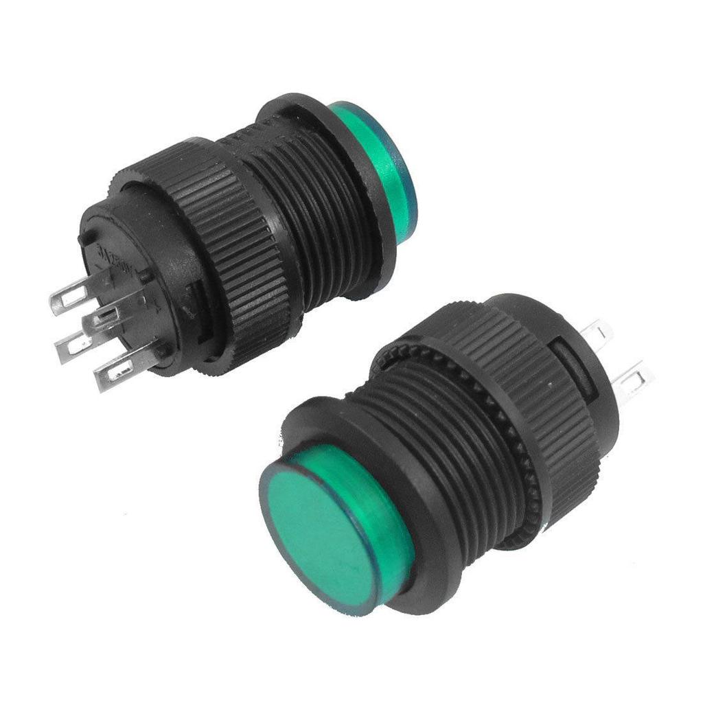 Latching Type Green LED Lamp Round Push Button Switch DC 3V 2 PACK -