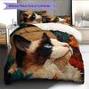 Cat Head Pattern Bedding Quilt Set  Home Decoration  Gift (1 * duvet cover + 2 * pillowcase  without core)