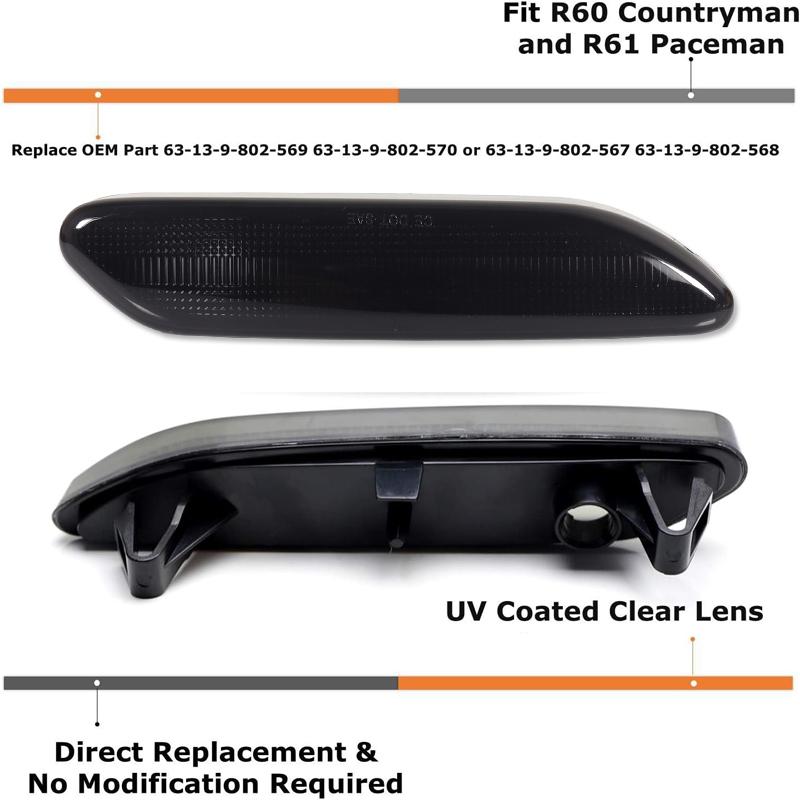 LED-Blinkergehäuse Ersatzteile für Mini Cooper R60 R61 Countryman Paceman Vordere Seitenmarkierungsleuchten, Ohne Birne/Fassung