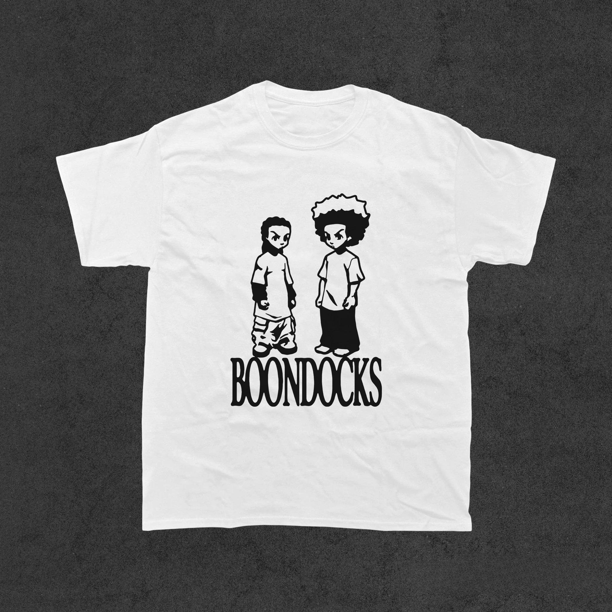 

The Boondocks Huey & Riley T-Shirt for Men Classic Black Cartoon Graphic Tee Retro Anime Streetwear Short Sleeve Casual Top S разноцветный