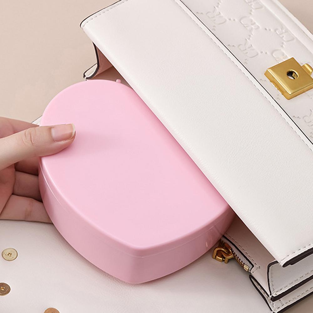 Pink Heart Shaped Double Layer Makeup Jewelry Storage Box Desktop Organizer with Mirror for Students Dormitory Accessories