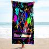 1PC Custom Name Cyberpunk Pet Portrait Beach Towel Highly Absorbent And Sand-Resistant Towel for Swimming, Pool, Yoga, And Travel Lightweight