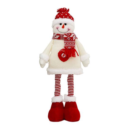 Yousheng Christmas Plush Doll Decoration Stuffed Standing Snowman/Santa Claus/Elk Figurine with Retractable Long Leg for Holiday Winter Home Table