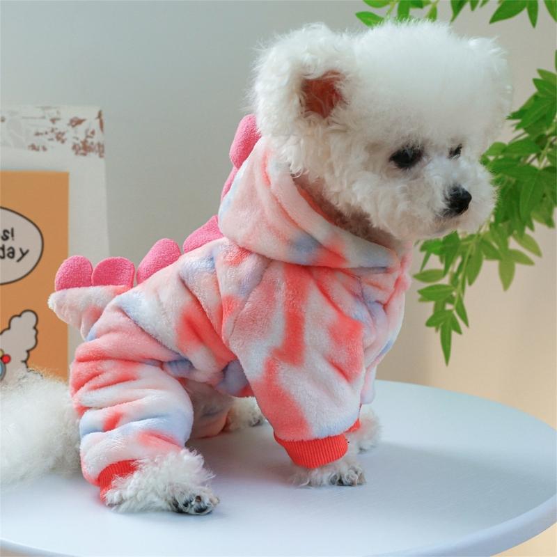 Dog Furry Jumpsuit for Dogs Boy Girl Medium Dogs for Indoor and Outdoor Use Cartoon Dinosaur Clothes Outfit for Pet Dogs