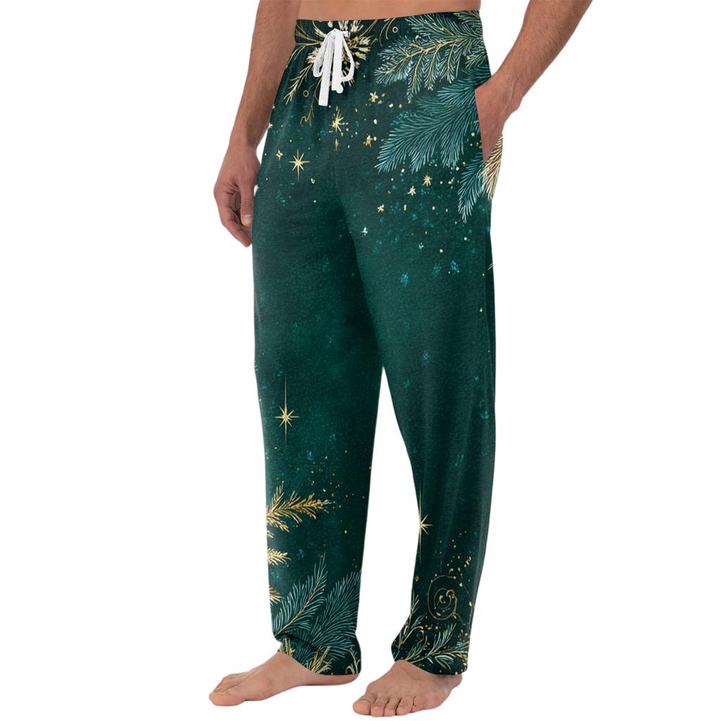 Men's Knitted Fashion Print Pocket Casual Pants Pajama Pants
