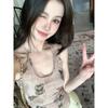Harajuku Summer Sweet Vintage Print Tank Top Y2k Aesthetic Sexy Slim Fit Tanks Women Streetwear Irregular Camisoles