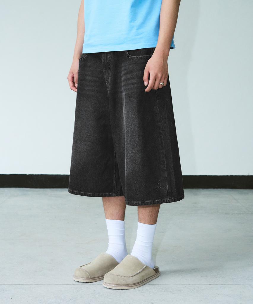 Awodeijeu Symbol Stitch Bermuda Denim Pants [Black]