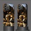 Black Golden Crystal For Apple Pattern Glass Phone Case For iPhone 17 Pro Max 16 15 14 13 12 11 16E 17Air 7 8 Plus XR XS X Cover