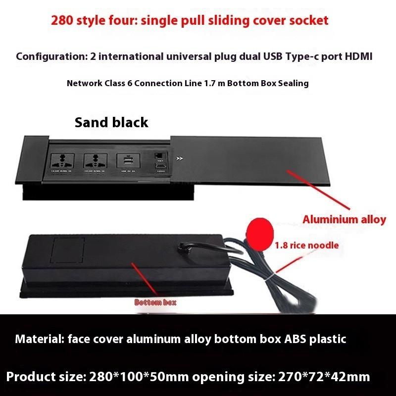 3 Holes 5 Holes Island Table Side Sliding Socket Hidden Type Multifunctional Upgraded Embedded Type Conference Desktop Socket