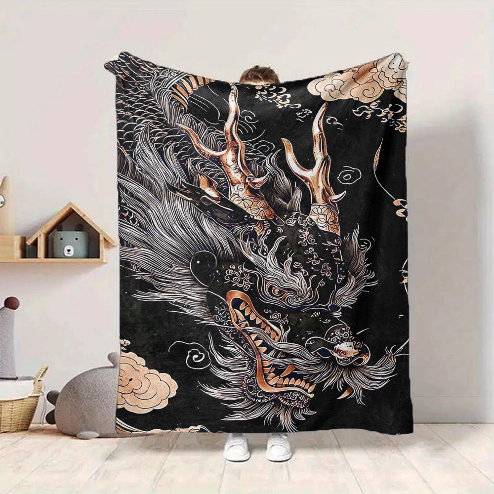 1PC Dragon Head Design Blanket - Soft Warm All-Season Throw for Sofa, Bed, Car, Office, Throw For Sofa Yy250916085