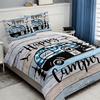 3pcs Blue Happy Camping Winnebago 3D Printed Bedding Set Cozy Duvet Cover King Queen Twin Size Birthday Gift Bedroom Decoration