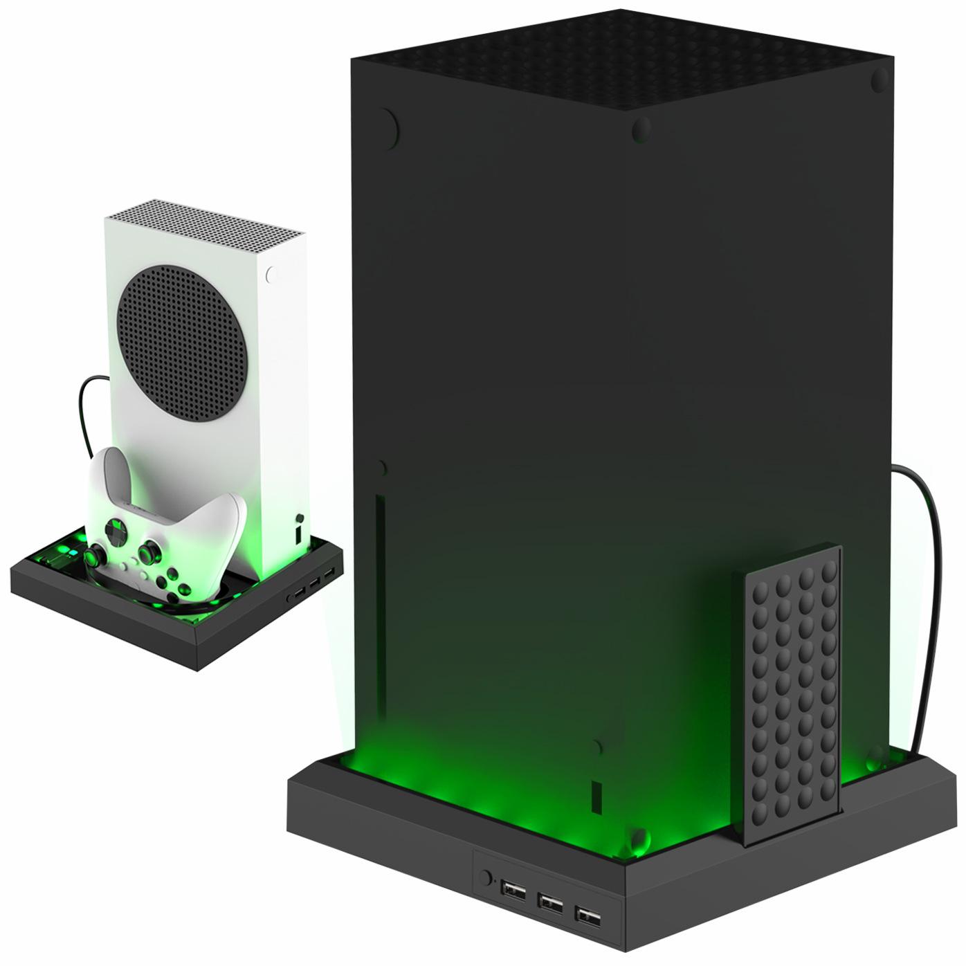 

Стойка-станция с RGB-подсветкой для консоли Xbox Series X/S С 3 портами USB-хаба Цветная светодиодная база Для игровых аксессуаров Xbox Series X/S чёрный