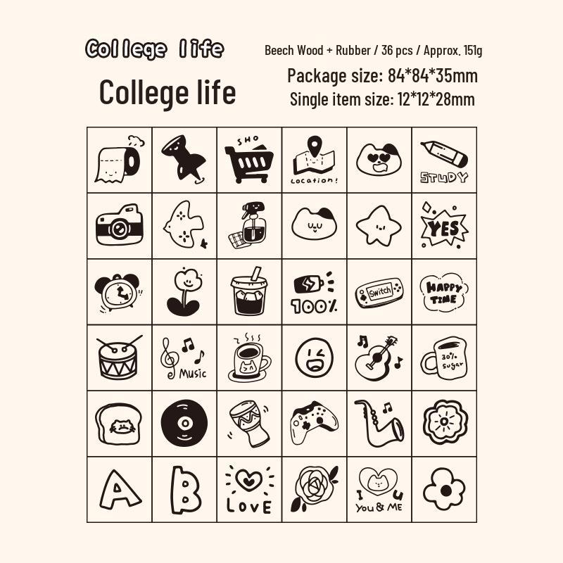 Yue Zhen Meng Meng Wooden Stamps for DIY Kids Journals