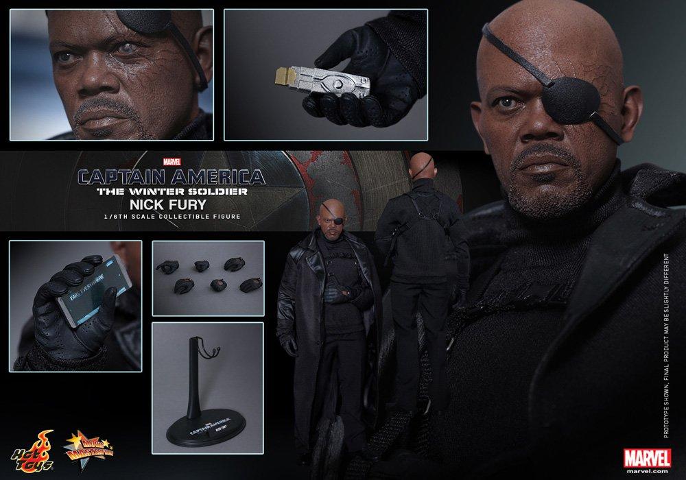 Hot Toys Movie Masterpiece Captain America The Winter Soldier Nick Fury Scale Plastic Painted Action Figure 1/6
