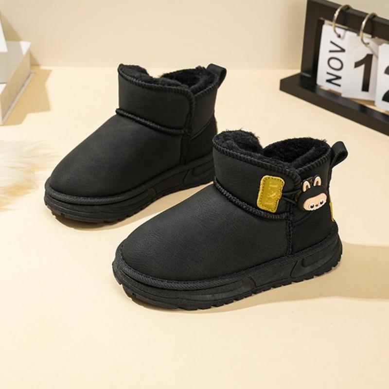 

Детские утепленные зимние сапоги на флисовой подкладке для мальчиков, водонепроницаемые и нескользящие хлопковые ботинки, теплые короткие ботинки для детей среднего и старшего возраста 37 чёрный