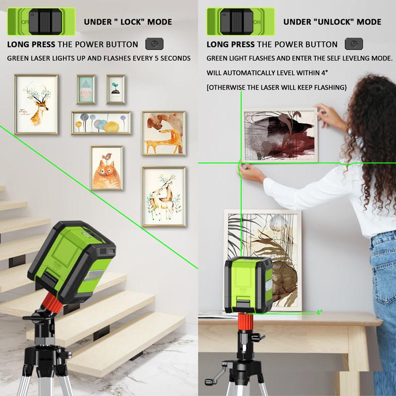 3.7V Small Two Line Laser Level High Precision Auto Self Leveling Laser Projector 360° Horizontal Vertical Cross Measuring Tool